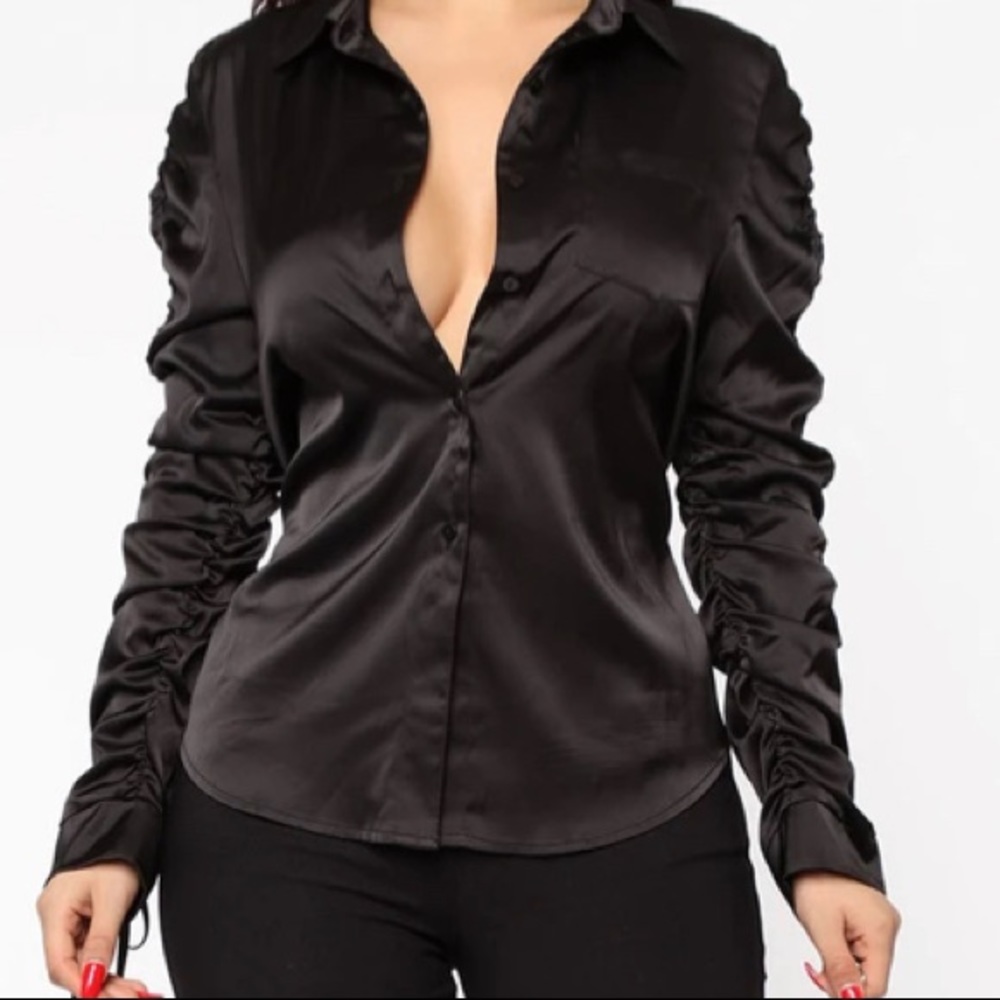 (Small) Satin Button Down Top -FASHION NOVA